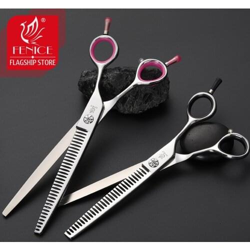 Fenice 6.75/7.0 inch Thinning Pet Grooming Scissors Dog Shear Thinning Rate 70% Asymmetric Handle