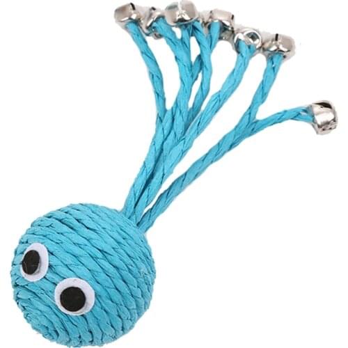 Cat Toy Octopus Woven By Paper Rope Scratch-resistant Pet Playing Toy With Bell Grinding Cat Toy Ball Cat Interactive Toy