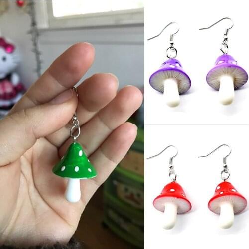Jisensp Fashion Creative Sweet and Fresh Mushroom Women Dangle Earrings Simulation Mushroom 2021 Trend Female Cute Earring Gift