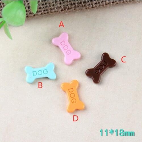 Free Shipping 11*18mm Kawaii Resin Cabochons Ornament Accessories Cute Dog Food Bone Shape Clay Charm Pendant Material 20pcs
