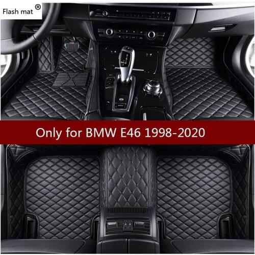 Flash mat leather car floor mats for Bmw E46 3series 1998 1999 - 2016 2017 2018 Custom auto foot Pads automobile carpet cover