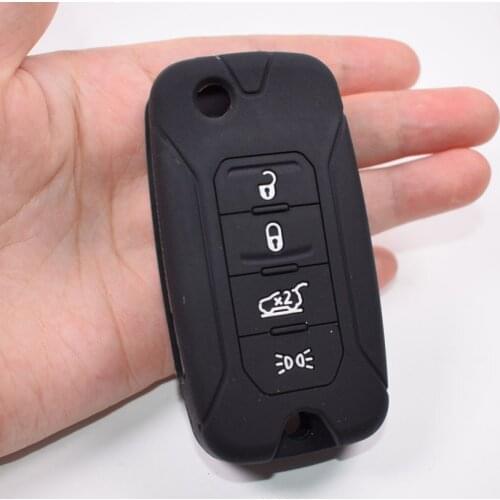 New Silicone Car Key Case Cover Shell Bag Fit For Jeep Renegade 2016 4 Buttons Folding Remote Key 7 colors