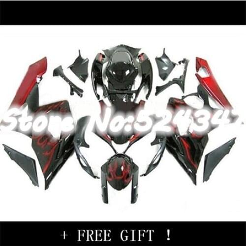 New ABS Motorcycle Full Fairings Kit Fit for Suzuki GSX-R1000 K5 2005 2006 GSXR1000 05 06 black red flames bodywork set