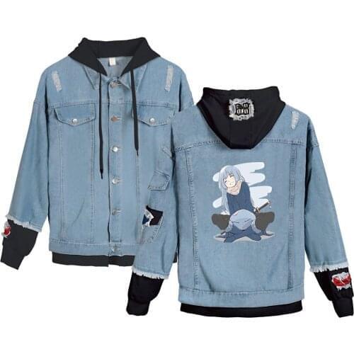 New That Time I Got Reincarnated As A Slime Denim Jacket Men/Women Jeans Hooded Stitching Rimuru Tempest Coat Anime Denim Jacket