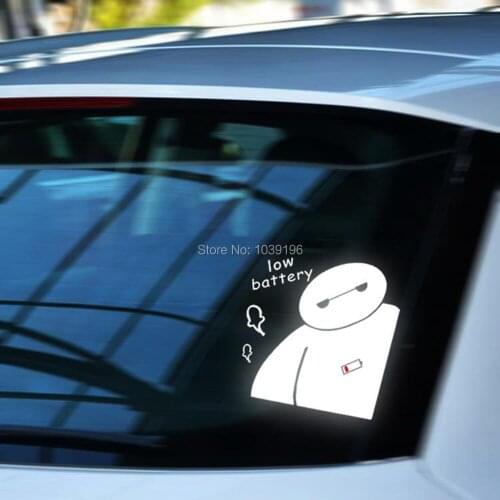 New Styling Cute Lovely Big Hero 6 Baymax Low Battery Creative Reflective Car Whole Body Trunk Stickers Decal Waterproof Vinyl