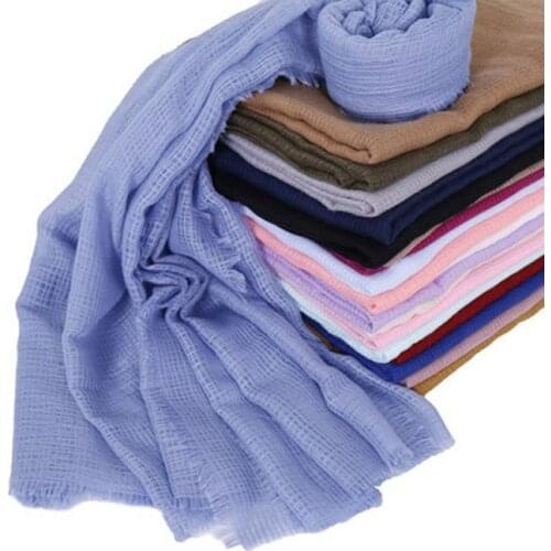 2019 Plain Color Maxi Cotton Scarf Hijab Solid Fringed Shawls Tassels Muslim Headscarf Muslim Head Wrap Turbans Scarves/scarf