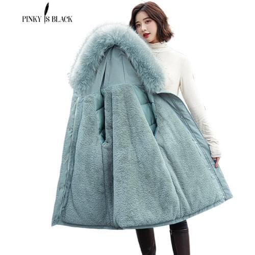 PinkyIsBlack Winter Jacket Women Thick Parkas Fur Liner Hooded Winter Coat Women Wadded Jacket Long Parkas Gilrs Jaqueta Feminin