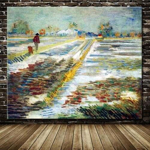 Landscape With Snow Of Vincent Van Gogh Hand Made Reproduction Oil Painting On Canvas Wall Art For Living Room Home Decoration