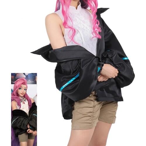 Anime LOL KDA Seraphine Daily Dress Outfit Stage Cool Girl Uniform Tops+Pants+Coat Women Cosplay Costume Halloween Free Shipping