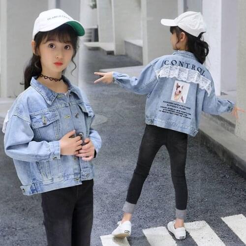 Long-Sleeve Kids Denim Jackets for Girls Baby Coat Clothes 4-12Y 2019 Children Spring And Autumn Fashion Outwear New Vivid Coat