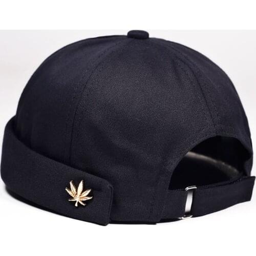 Men Women Skullcap Sailor Cap Leaf Rivet Embroidery Warm Rolled Cuff Bucket Cap Brimless Hat Solid Color Adjustable Cotton Hats