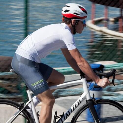 Santic Men Cycling Padded Bib Shorts Pro Fit Summer Italian 4D Pad Road MTB Bicycle Riding Bib Shorts