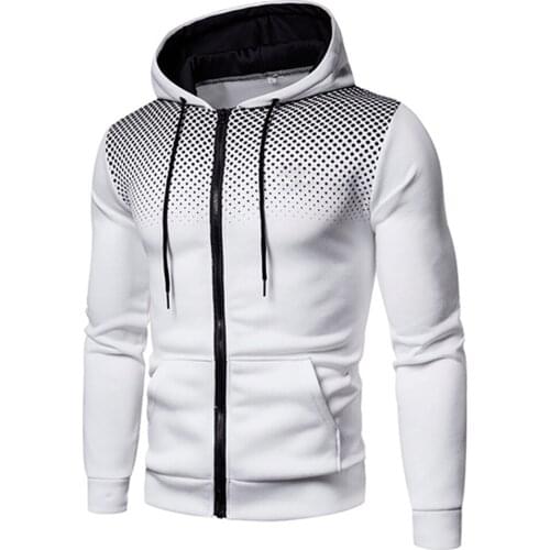 Hoodies Men Printing Zip Up Hoodie Hooded Sweatshirt Jacket Drawstring Pullover Outwear Coat Men Clothing