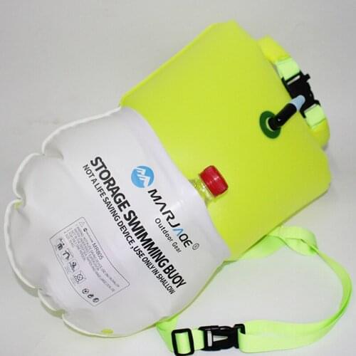 Waterproof Swimming Buoy PVC Inflatable Tow Float Dry Bag 20L Double Air Bag with Waist Belt Water Sport Safety Bag