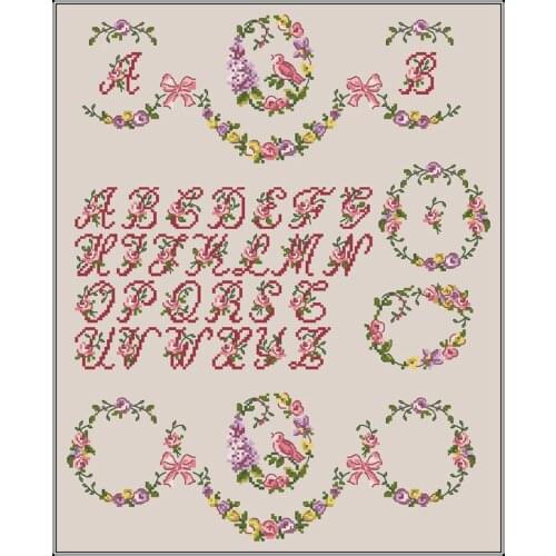 Cross stitch Handmade 14CT Counted Canvas DIY,Cross-stitch kits,Embroidery LBP-Small Garden Letter Figure 41-49