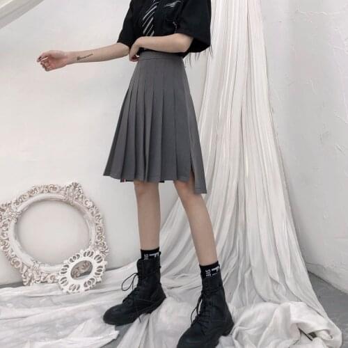 Ruibbit Japanese School Uniform Women Skirts Harajuku Gothic Black Gry Pleated Skirt Punk High Waist Plus Size 4XL
