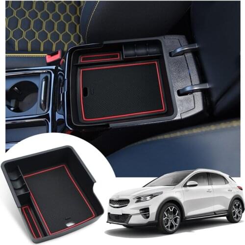 RUIYA Car Armrest Storage Box For XCeed SUV 2020+ Central Control Armrest Box Auto Interior Accessories Red Black
