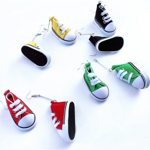 Funny Colorful Mini Canvas Shoes Long Drop Earrings Creative Handmade Shoe Dangle Earrings For Women Girls Gifts Jewelry New