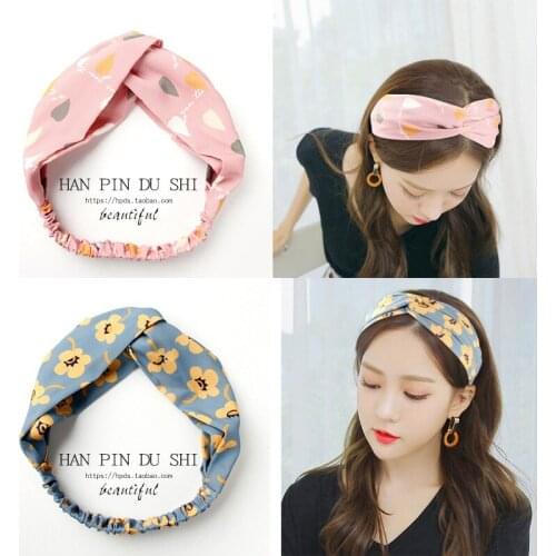 For Women Vintage Headbands Retro Floral Striped Printed Cross Hair Bands Turban Headwear Headwrap Fashion Hair Accessories