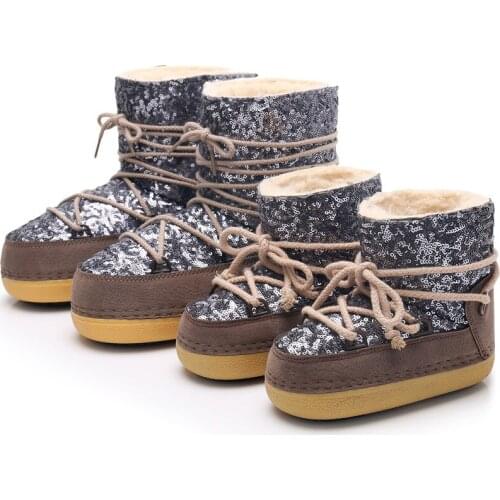 Winter 2021 Snow Boots Childrens Ski Shoes Outdoor Snowboard Shoes Womens Cotton Shoes Plus Velvet To Keep Warm