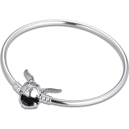 Golden Snitch Clasp Bangles 100% 925 Sterling Silver Fine Jewelry For Women Wholesales Free Shipping