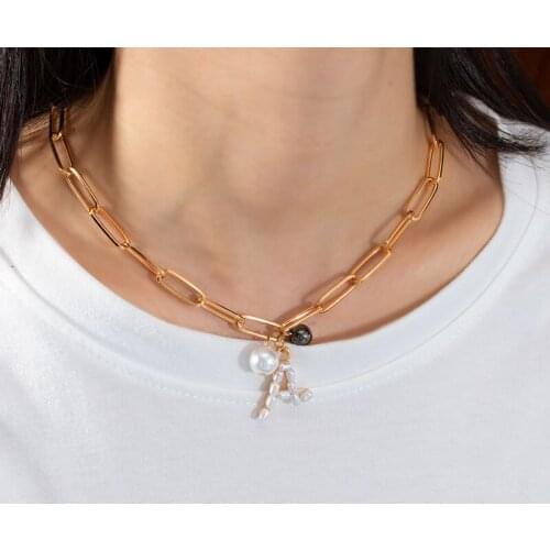 ZWC Trend 2021 Personality Wild Fashion Perfect Lady Chain Metal Necklace Exquisite Type A Particle Pearl Jewelry Necklace Gift