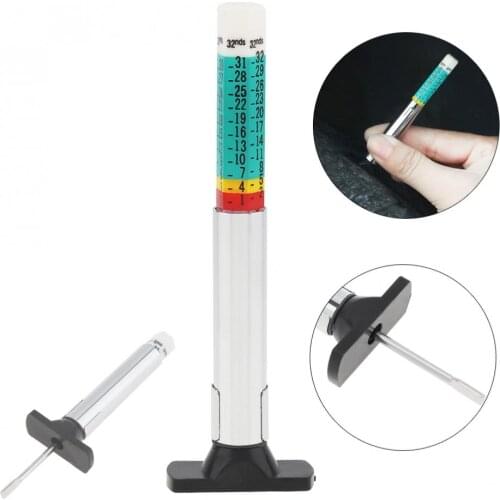1- 25mm Stainless Steel + PVC Portable Universal Car Tire Tread Depth Ruler Measurement Tool