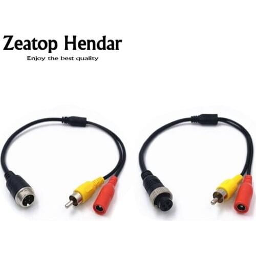 1Pcs M12 4Pin Aviation Male / Female Plug to RCA Male + DC Female Cable Adapter for CCTV Camera Security DVR Microphone 35CM