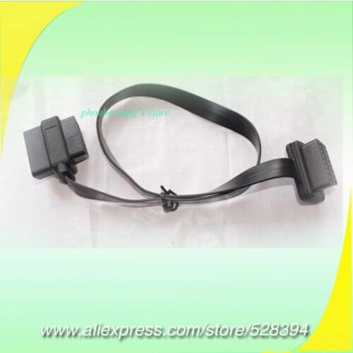 15% Off 2016 New Wholesale Car Connectors Flat Thin As Noodle OBDII OBD 2 16Pin Male to Male Female OBD2 ELM 327 Extension Cable