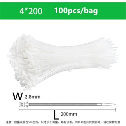 4*200 width2.8mm Organiser Fasten Cable self-locking cable tie plastic strap binding belt with Plastic Zip Loop Wire Wrap