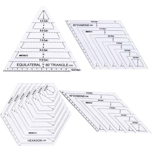 4pcs/set Transparent Ruler Cutting Craft Patchwork Quilting Rulers DIY Home Sewing Tools
