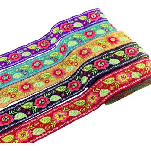 New Desgin 7yards/Lots Width 4cm Jacquard Flowers Webbing For Lace Fabric Handmake Cotton Ribbon For Clothes Passepoil a Coudre