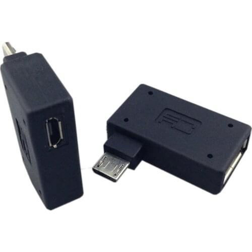 90 Degree Left /Right Angled Micro USB 2.0 OTG Host Adapter for Cell Phone Tablet micro female power connector