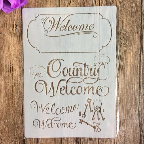 A4 29 *21cm welcome DIY Stencils Wall Painting Scrapbook Coloring Embossing Album Decorative Paper Card Template,wall