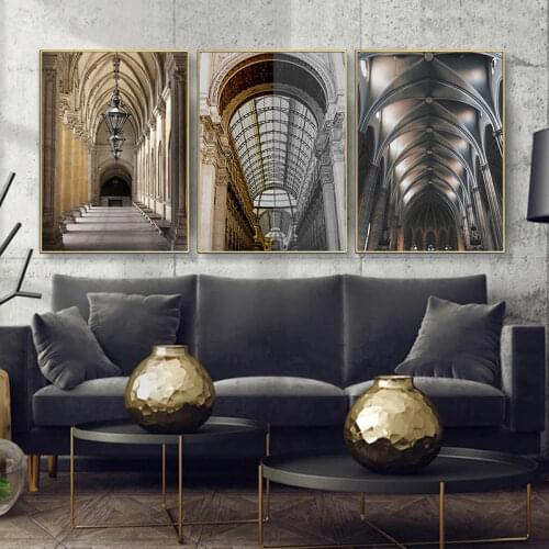 Abstract Classical Palace Canvas Art Modern Posters and Prints Wall Pictures for Living Room Building Poster Artistic Wall Decor