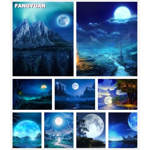 Blue Sky Moon 5D Diy Diamond Painting Accessories Nature Scenic Full Drill Diamond Embroidery Mosaic Cross Stitch Kit Home Decor