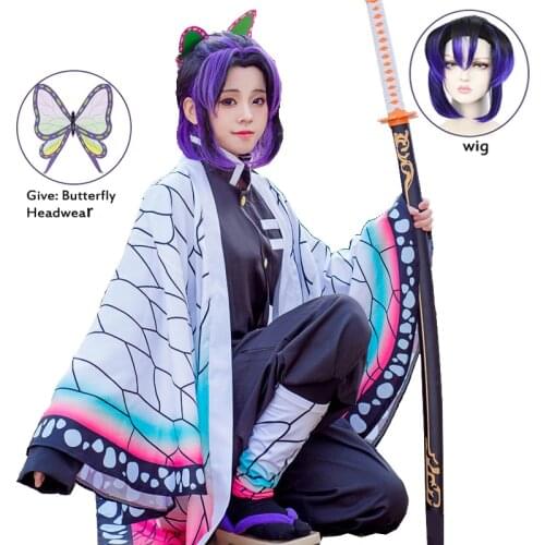 Anime Cosplay Demon Slayer Kimetsu No Yaiba Cosplay Kochou Shinobu Kimetsu No Yaiba Costume Halloween Women Costume Shinobu