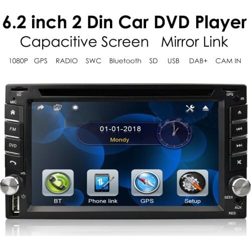 Double 2 Din 6.2 Inch Car Radio Universal Player GPS Navi with Mirror Link FM RDS Car DVD AutoRadio Stereo Multimedia Bluetooth