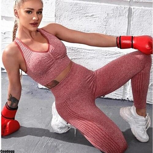 High Waist Seamless Yoga Set Workout Clothes For Women Gym Set Fitness Clothing 2 Piece Outfit Yoga Sports Suit Sportswear