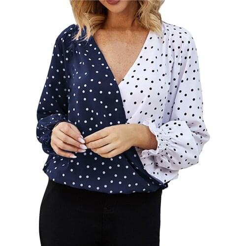 Plus Size Blouse Womens Tops And Blouses Women Fashion Dot Print Bohe Long Sleeve V-ncek Top Blouse Blusas Mujer De Moda 2021