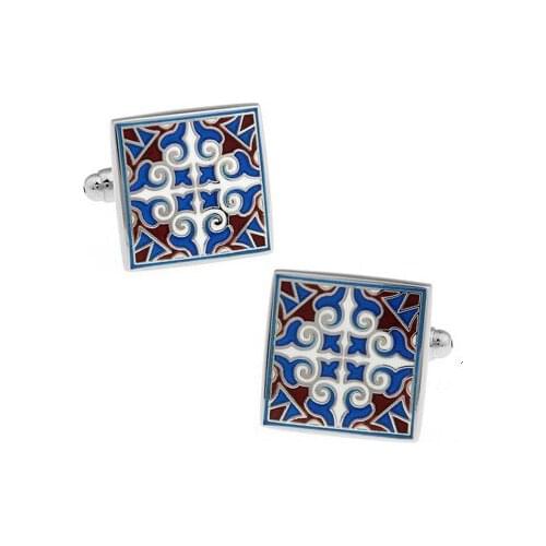 C-MAN Luxury shirt Blue flower cufflink for mens Brand cuff buttons cuff links High Quality abotoaduras Jewelry