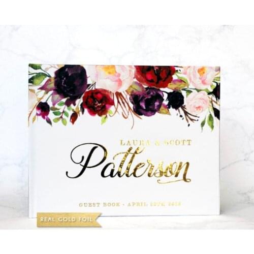 Floral Wedding Guest Book wedding Guestbook Wedding Album Custom Guest Book Landscape Horizontal With Flowers