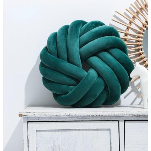 Three Ropes Knotted Pillows Round Throw Pillows Decorative Pillows for Bed and Sofa Navy Blue Pink Green Cushions Home Decor