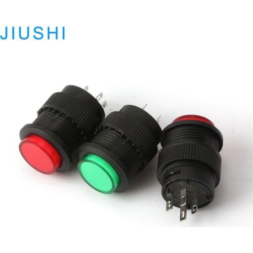 R16-503AD round 16mm latching push button switch LED light red green yellow 4 pin