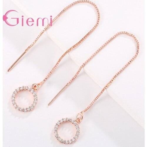 Korean 925 Sterling Silver Metal Fashion Elegant Heart Cubic Zirconia Tassel Earrings Drop Jewelry Party Piercing Ear Rings