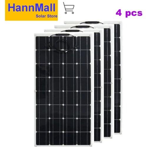 HannMall Flexible Zonnepanelen 400w 48v Chargeur Solaire Solar Panel China 100w 12v 4 Pcs Outdoor Car Caravan Camping RV LED