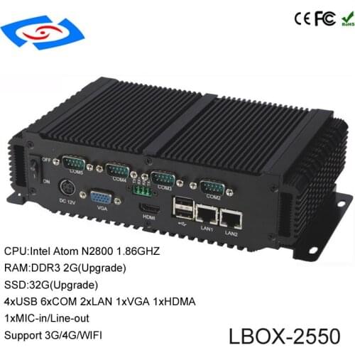 Hot Selling Fanless Embedded Industrial Shockproof Dustproof Mini Computer With Intel Atom N2800 Dual Core Processor RAM 2GB