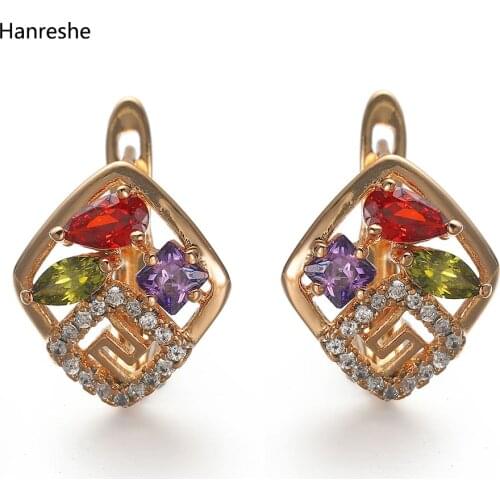 Hanreshe Exquisite Stud Earrings Punk Jewelry Party Gold Red Natural Zircon Stud Earrings Cute Crystal Small Earrings Women Gift