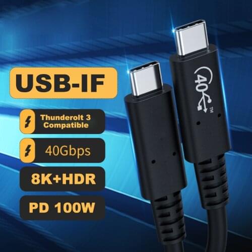 USB 4 Thunderbolt 4 Cable 100W 5A/20V 3.1 Fast PD Cable E-mark 40Gbps 8K/30Hz for Macbook Pro USB Type C Charger Data Cable