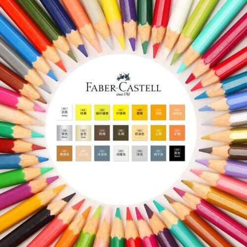 Faber Castell Watercolor Pencils Grey Yellow Gold Silver Black White Tones Complementary Color Student Artist Drawing Supplies